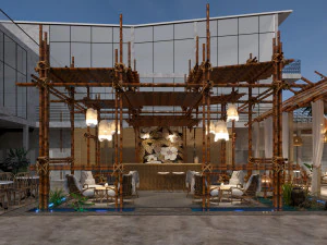 कॉफ़ी हाउस का दृश्य 3D मॉडल