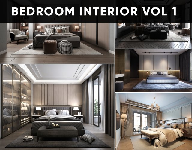 bedroom interior vol 1 3D 模型 .c4d .max .obj .3ds .fbx .stl .blend 