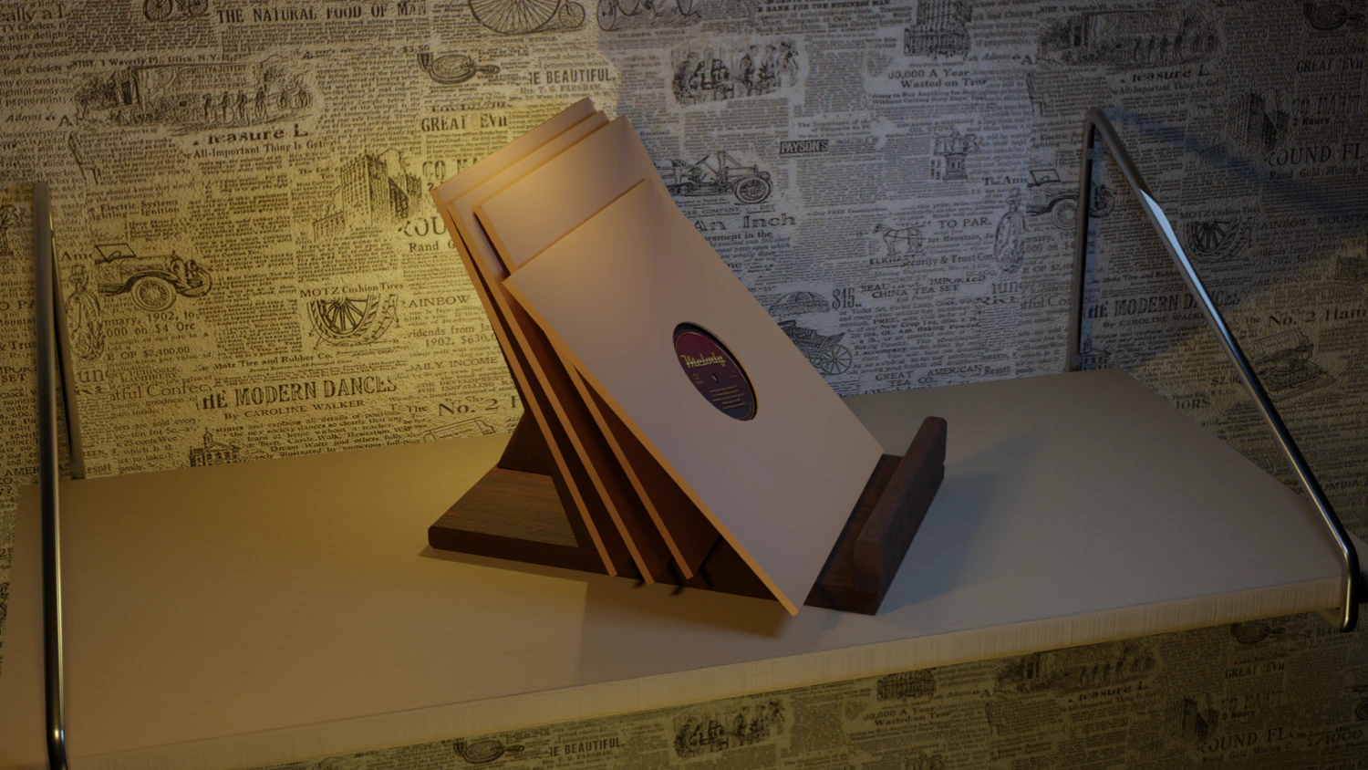 shelf with vinyl records 3D Model .c4d .max .obj .3ds .fbx .stl .blend 
