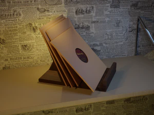 विनाइल रिकॉर्ड के साथ शेल्फ 3D मॉडल