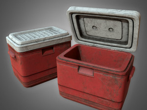 Gen - old plastic cooler - pbr game ready low-poly 3D Model