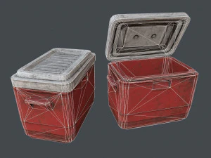 Gen - old plastic cooler - pbr game ready low-poly 3D Model