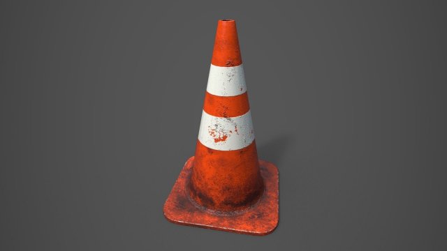 Traffic cone low-poly 3D 모델 .c4d .max .obj .3ds .fbx .stl .blend 