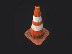 Traffic cone low-poly 3D Model