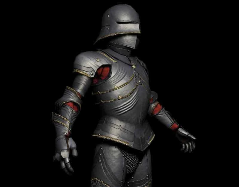 Medieval gothic armor low-poly 3D Model .c4d .max .obj .3ds .fbx .stl .blend 