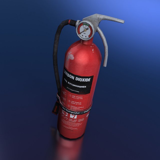 Fire extinguisher low-poly Model 3D .c4d .max .obj .3ds .fbx .stl .blend 