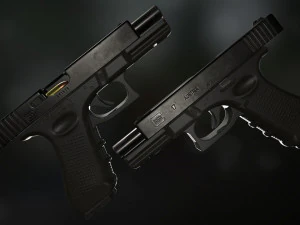 Glock 17 pistol low-poly 3D Model