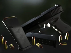 Glock 17 pistol low-poly 3D Model