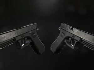 Glock 17 pistol low-poly 3D Model