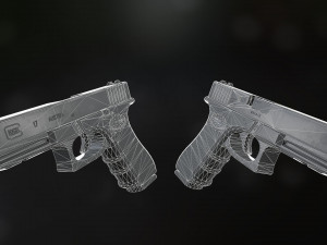 Glock 17 pistol low-poly 3D मॉडल