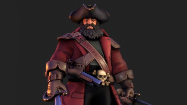 Pirate captain pbr low-poly 3D Модель .c4d .max .obj .3ds .fbx .stl .blend 