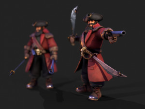 Pirate captain pbr low-poly 3D Модель