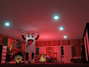 冷蔵庫が食べ物を追いかけている 3Dモデル