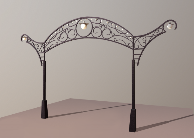 wrought iron arch with lanterns 3D Model .c4d .max .obj .3ds .fbx .stl .blend 