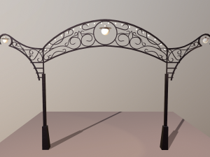 wrought iron arch with lanterns 3D Model