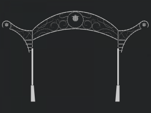 wrought iron arch with lanterns 3D Model