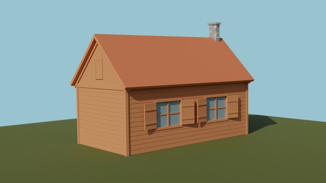 wooden cabin low-poly Modelo 3D .c4d .max .obj .3ds .fbx .stl .blend 