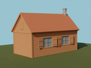 деревянная хижина низкополигональная 3D Модель