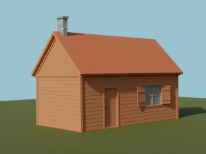 wooden cabin low-poly 3D Model