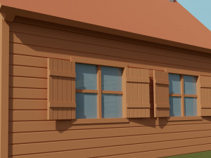 wooden cabin low-poly Modelo 3D