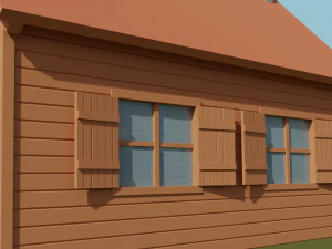 wooden cabin low-poly 3D Model