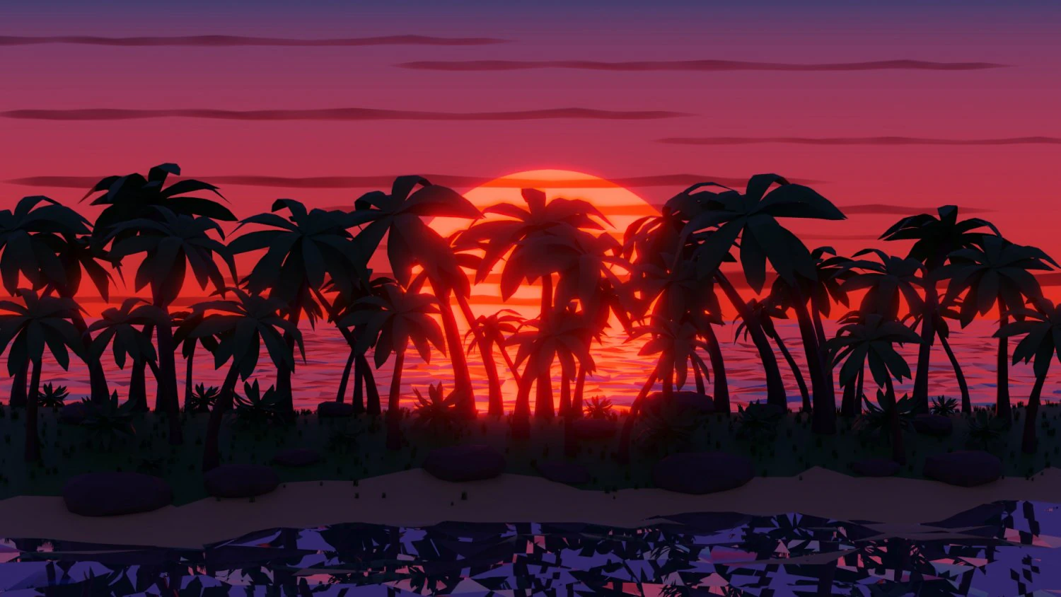 sunset low poly 4k CG Textures .c4d .max .obj .3ds .fbx .stl .blend 