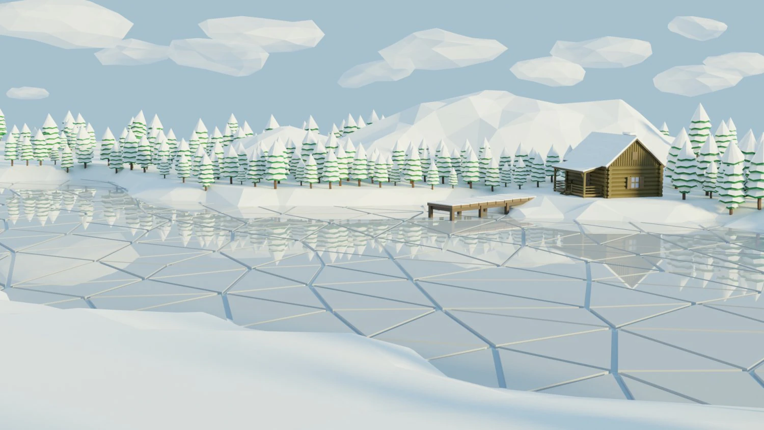 winter landscape low poly 4k CG Textures .c4d .max .obj .3ds .fbx .stl .blend 