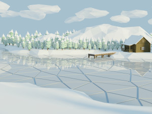 winter landscape low poly 4k CG Textures