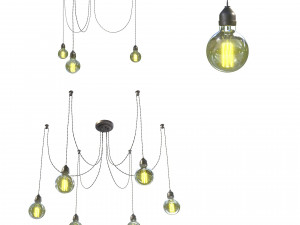 edison lamp chandelier 3D 모델