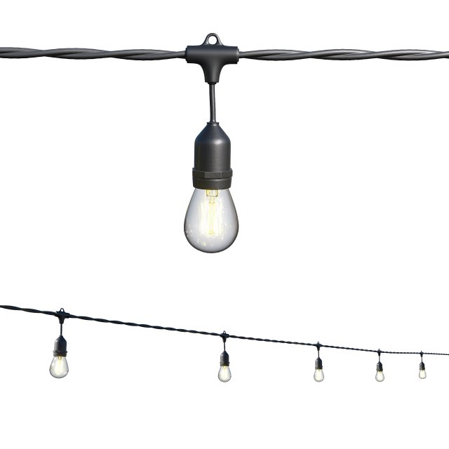 string lights edison lamps 3D Model .c4d .max .obj .3ds .fbx .stl .blend 