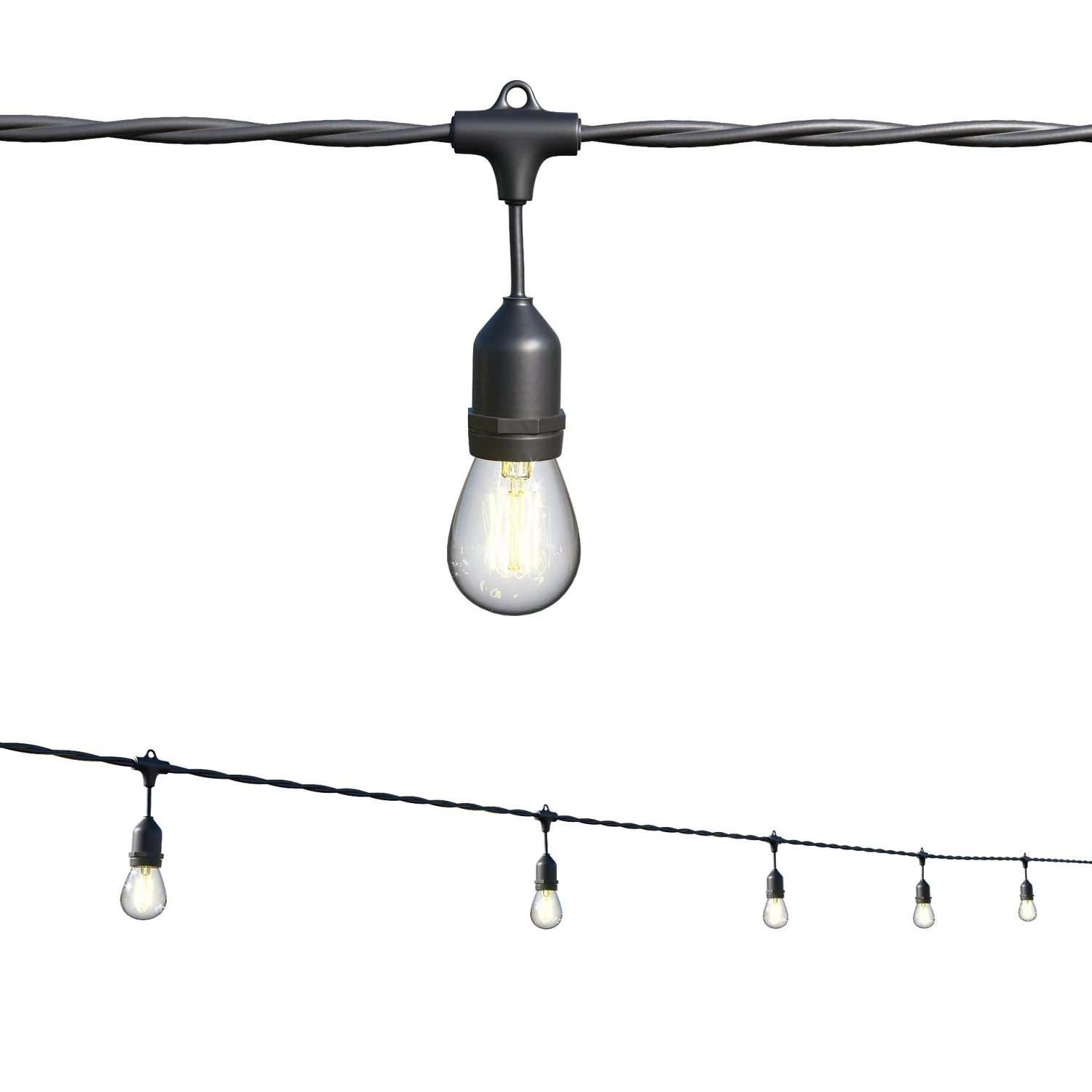 string lights edison lamps 3D Model .c4d .max .obj .3ds .fbx .stl .blend 