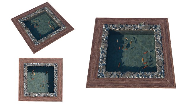 garden pond with fishes Modelo 3D .c4d .max .obj .3ds .fbx .stl .blend 