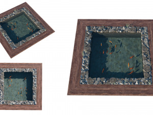 garden pond with fishes 3D Model