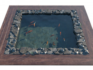 garden pond with fishes Modelo 3D