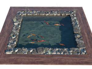 garden pond with fishes Modelo 3D