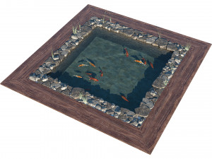 garden pond with fishes Modelo 3D