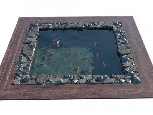 garden pond with fishes Modelo 3D