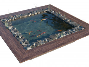 garden pond with fishes Modelo 3D