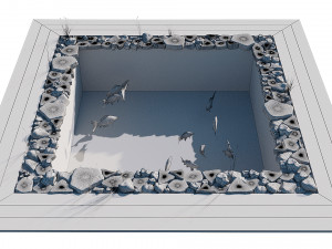 garden pond with fishes Modelo 3D