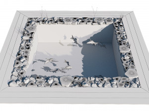 garden pond with fishes Modelo 3D
