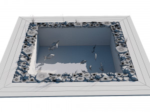 garden pond with fishes Modelo 3D