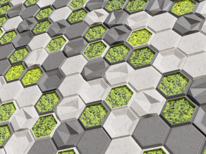 stone panels and stabilized moss 3D 모델