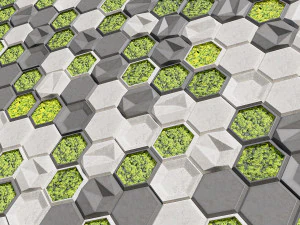 stenen panelen en gestabiliseerd mos 3D Model