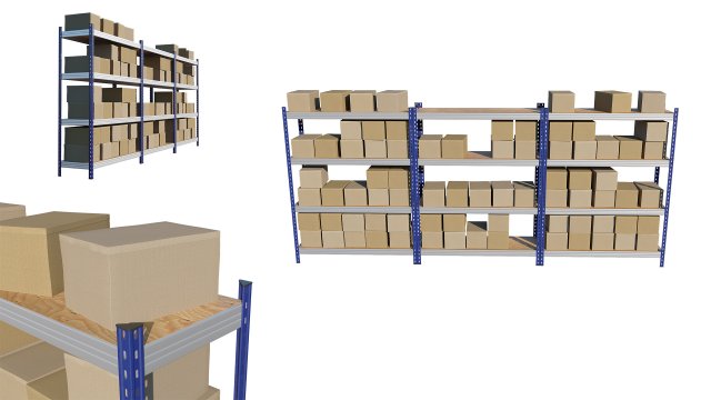 warehouse racking Model 3D .c4d .max .obj .3ds .fbx .stl .blend 