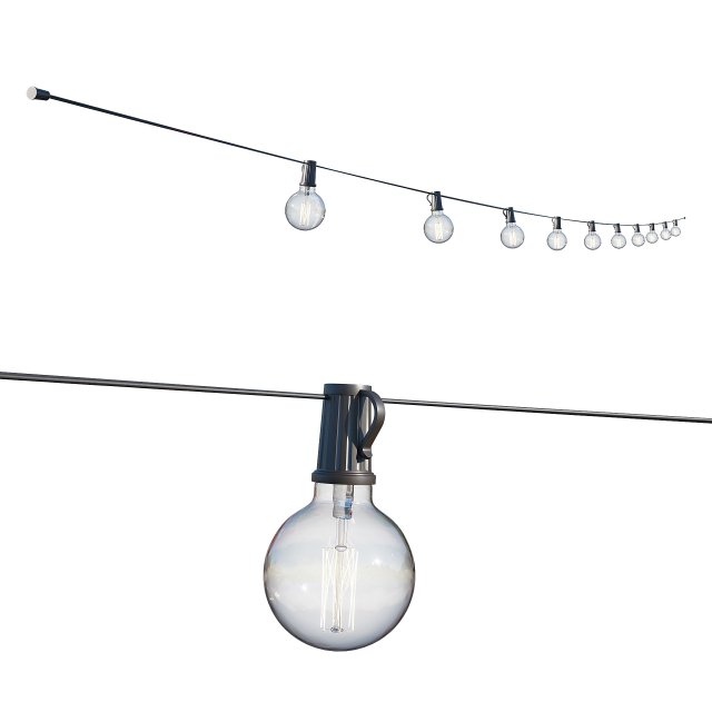 string lights edison lamps 3D Model .c4d .max .obj .3ds .fbx .stl .blend 