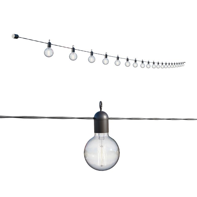 string lights edison lamps 3D Model .c4d .max .obj .3ds .fbx .stl .blend 
