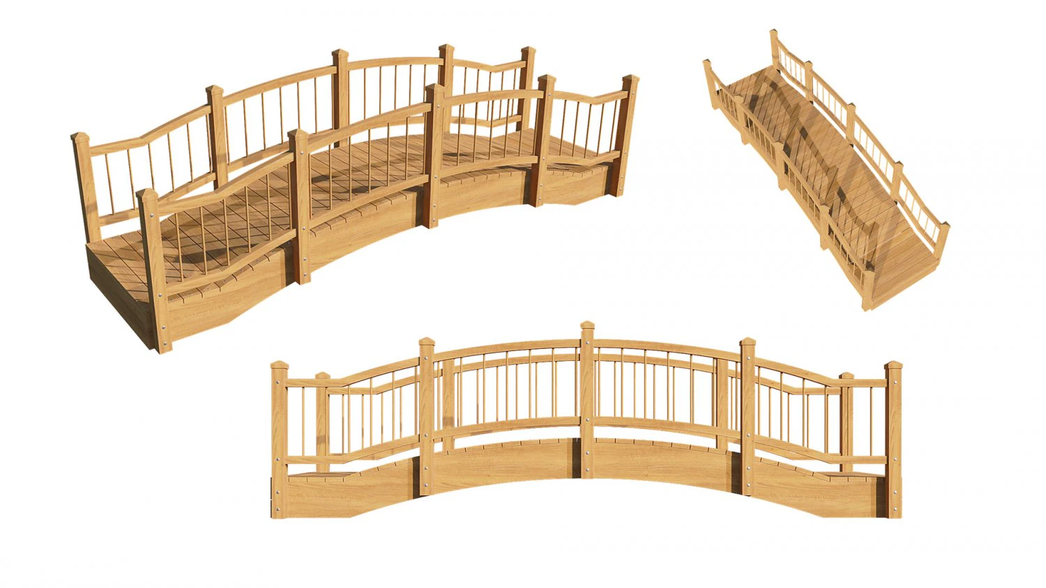 small wooden bridge 3D Model .c4d .max .obj .3ds .fbx .stl .blend 
