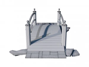 wooden garden bridge 3D Model