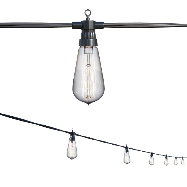 string lights edison lamps Modelo 3D .c4d .max .obj .3ds .fbx .stl .blend 