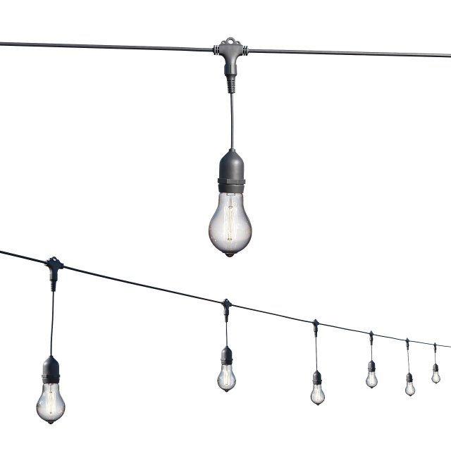 string lights edison lamps 3D Model .c4d .max .obj .3ds .fbx .stl .blend 